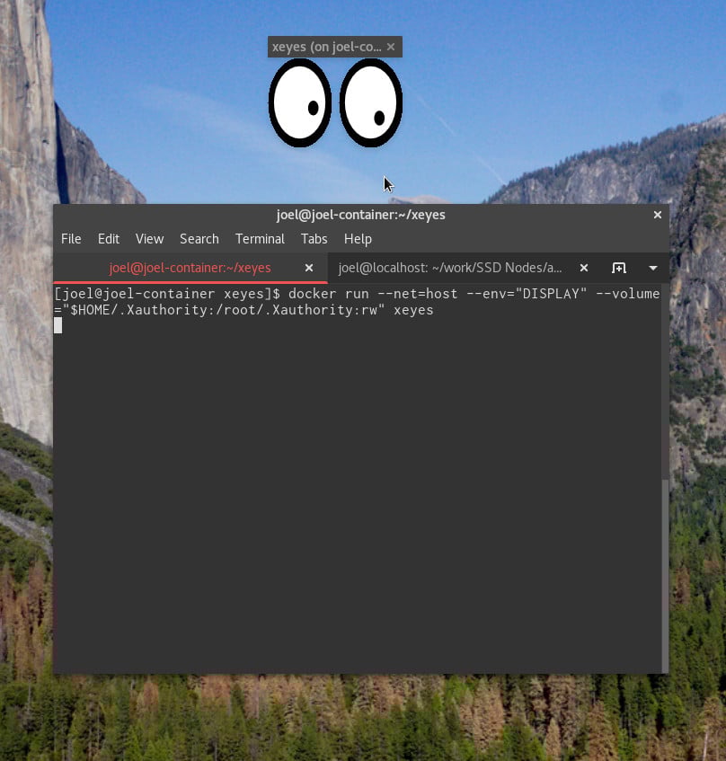 xeyes through Docker through X11