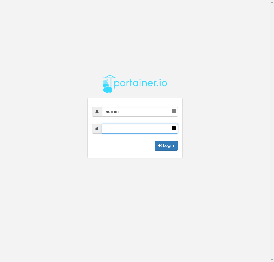 The password creation screen