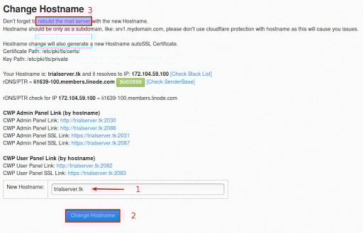 How to install CentOS Web Panel: changing the hostname