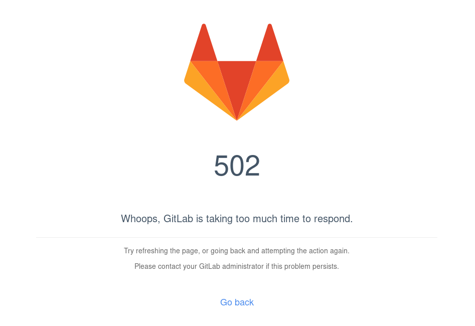 The GitLab 502 page.
