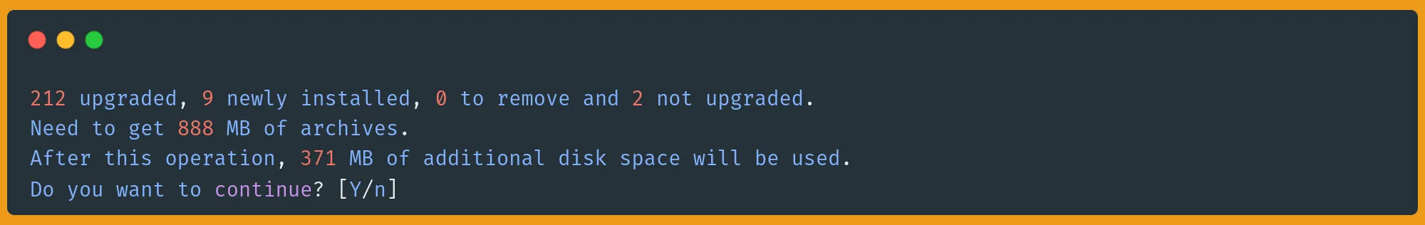 Output for APT upgrade