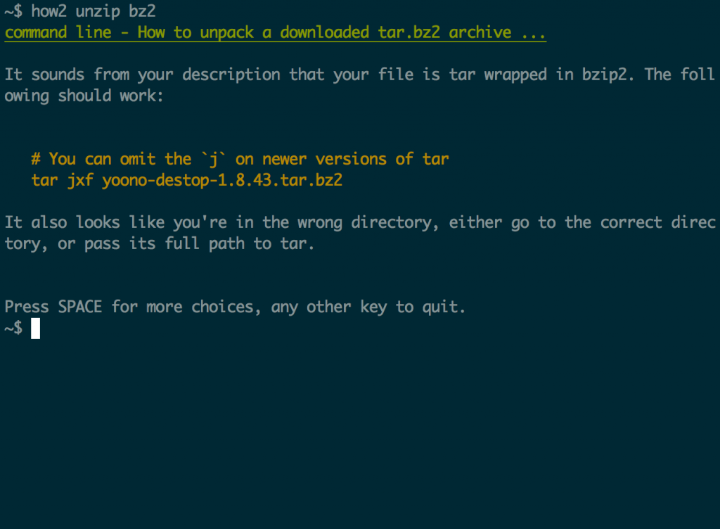 Terminal tool: how2 answering a question about .tar.bz2