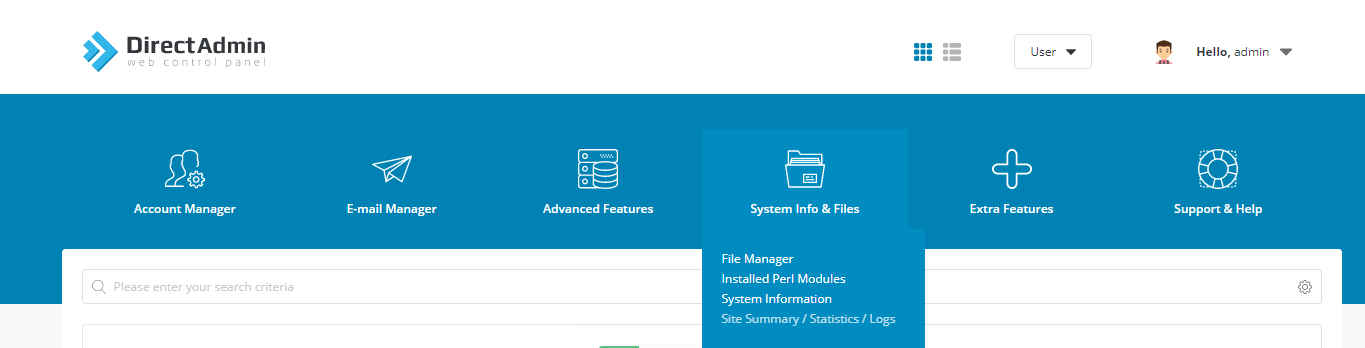 system-info-and-files-directadmin