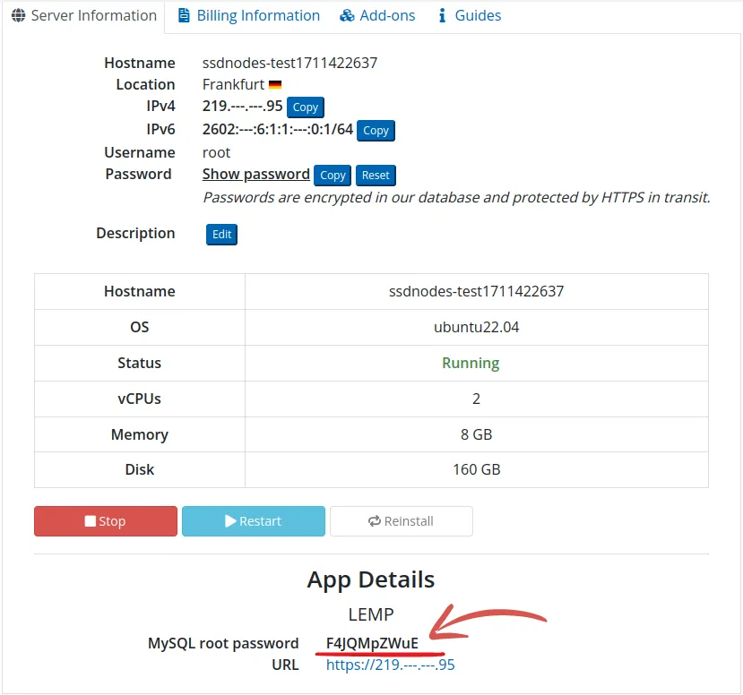 SSDNodes LEMP 1-CA info