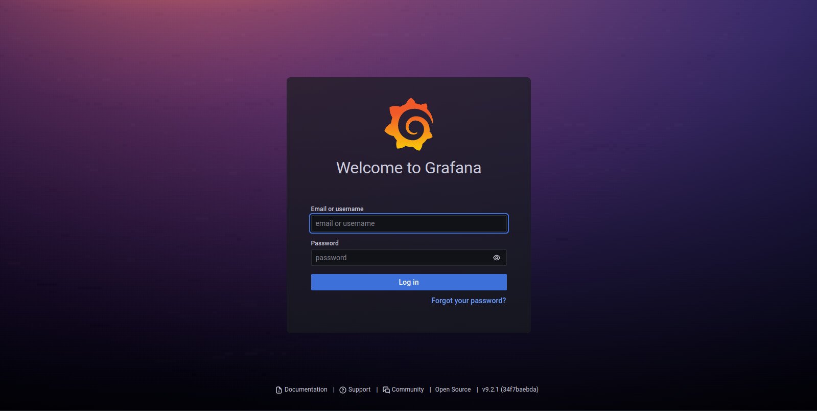 Grafana Login Screen