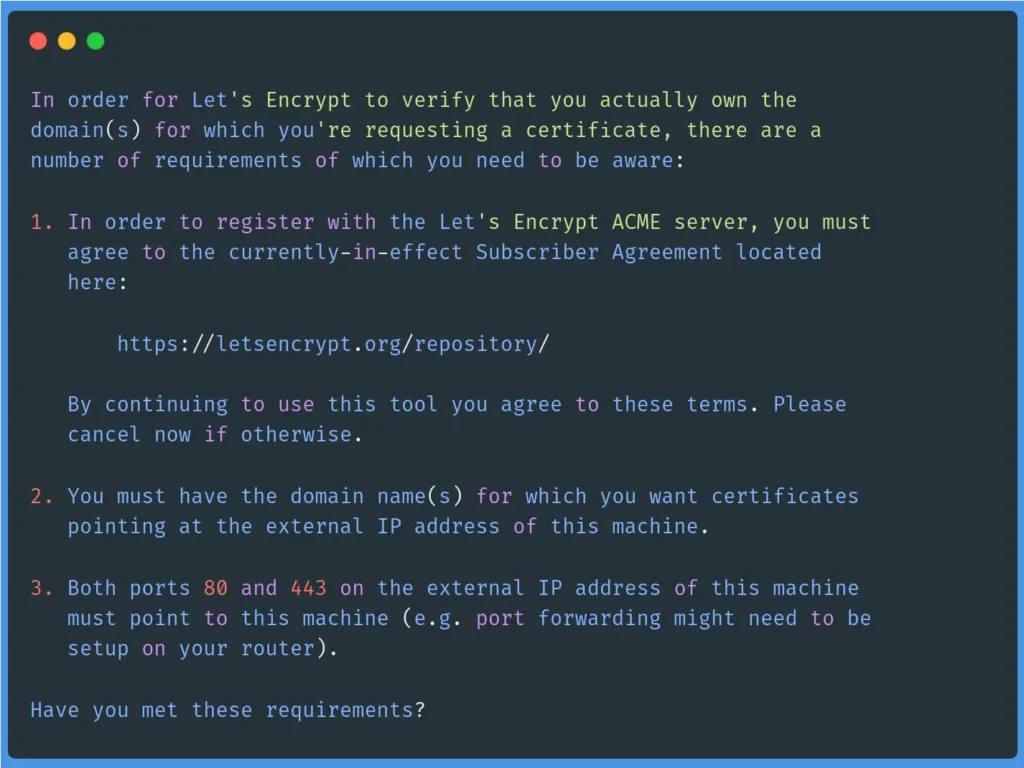 nextcloud let's encrypt requirements