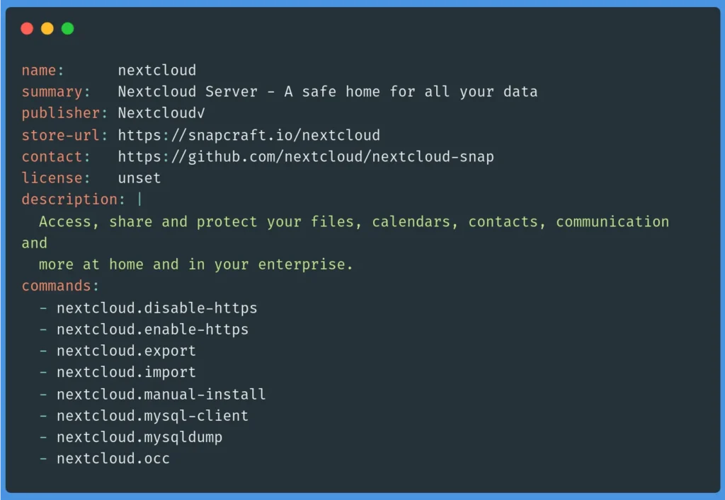 snap info nextcloud