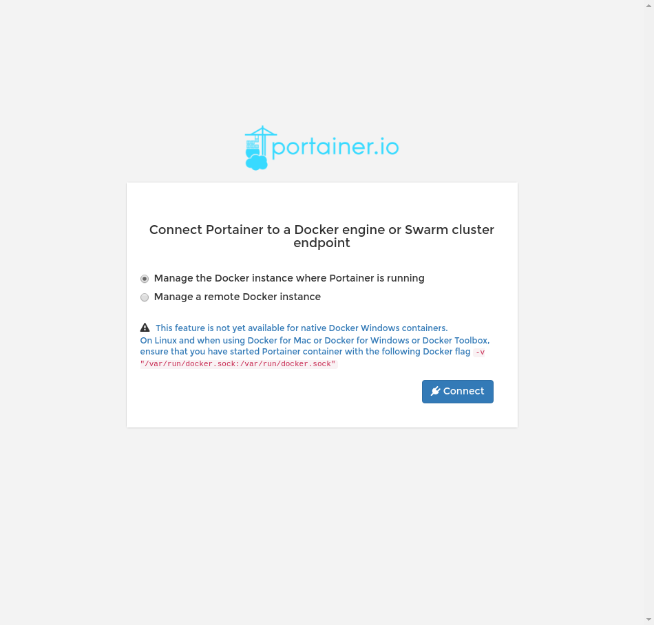 Connecting Portainer to the Docker engine