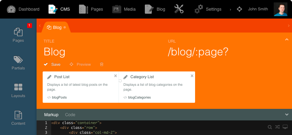 The October CMS interface