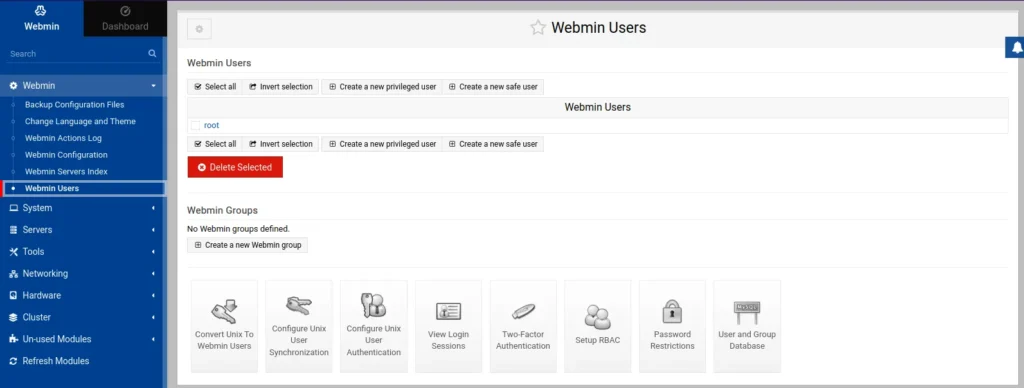 Creating Webmin Users on Debian 12