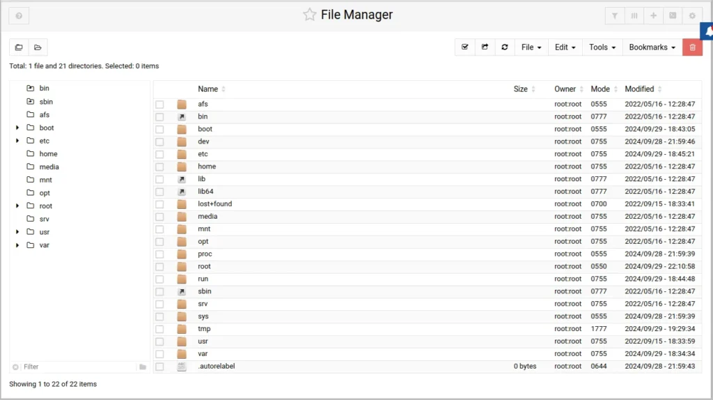 Webmin File Manager on Rocky Linux