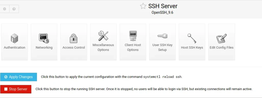 Webmin SSH Access
