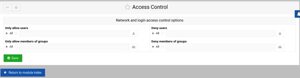 Webmin SSH Access Control