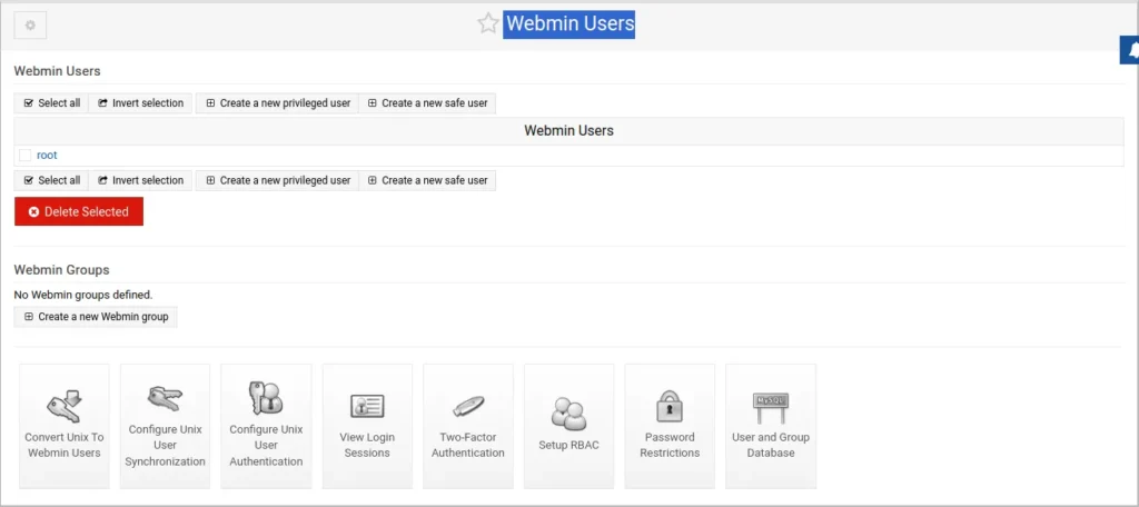 Webmin Users