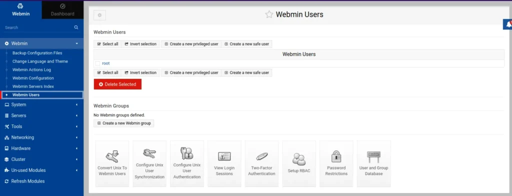 Webmin Users