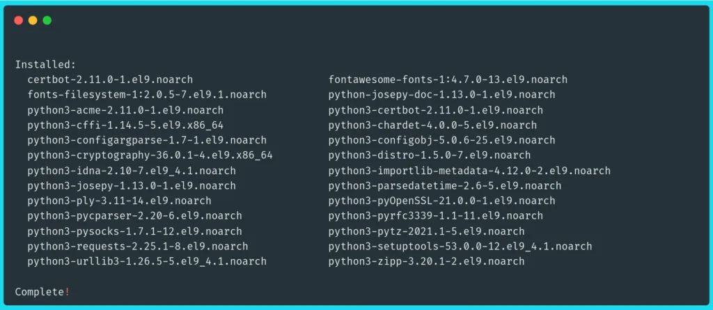 installed certbot almalinux