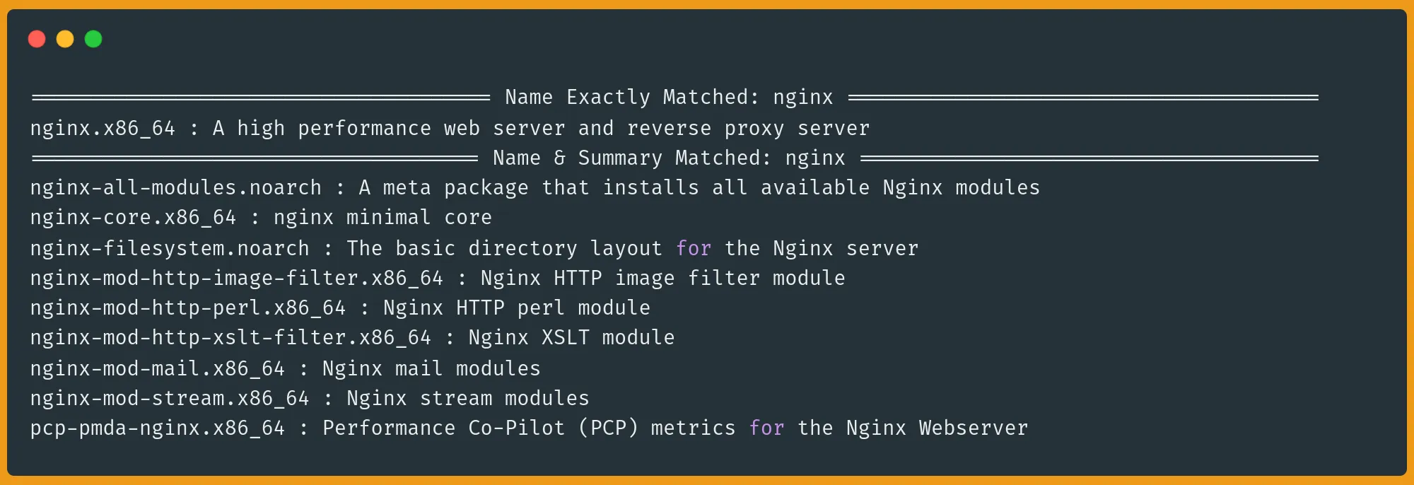 dnf search for a package
