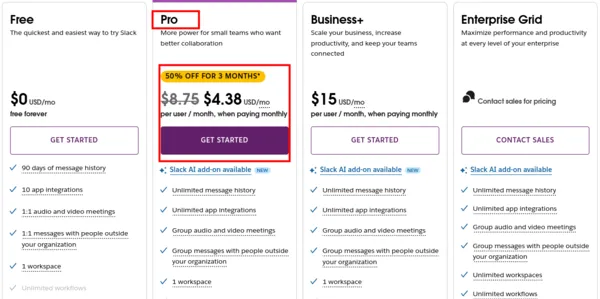 Slack Pricing