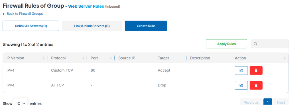 Apply firewall rules