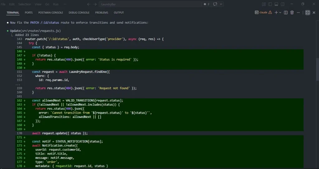 Claude Code state machine implementation