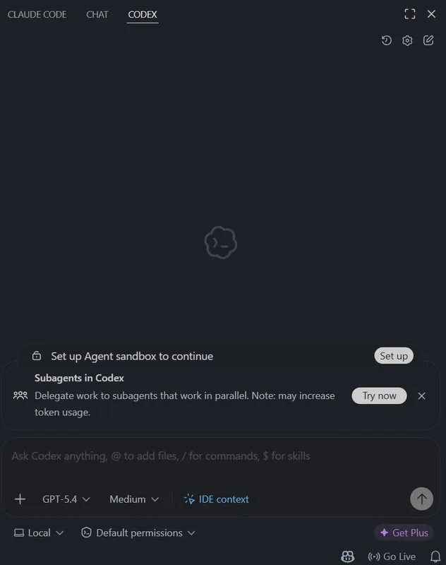 Codex AI coding agent interface